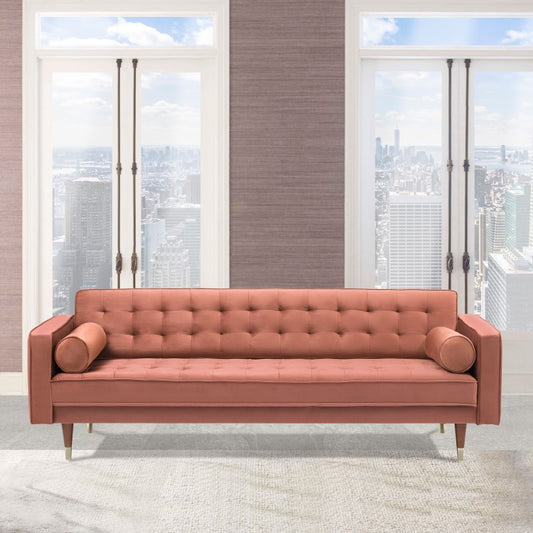 Somerset Blush Velvet Mid Century Modern Sofa By Armen Living | Sofas | Modishstore