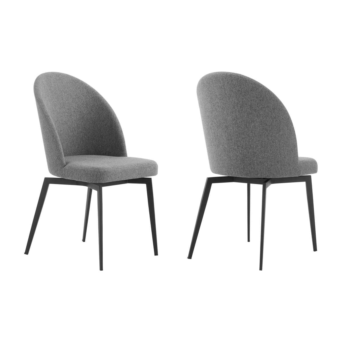 Sunny Swivel Gray Fabric and Metal Dining Room Chairs - Set of 2 By Armen Living | Dining Chairs | Modishstore