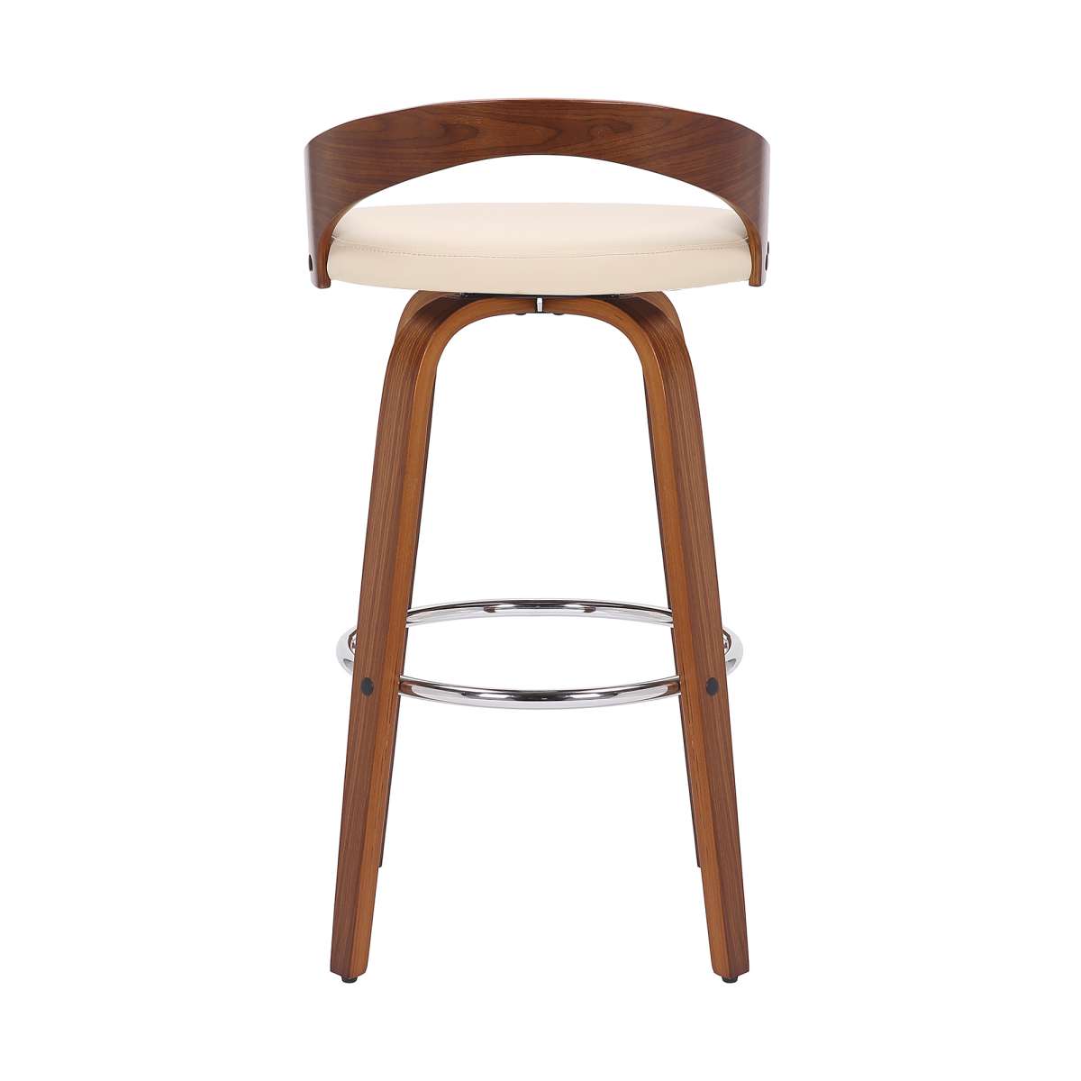 Sonia 26" Counter Height Swivel Cream Faux Leather and Walnut Wood Bar Stool By Armen Living | Bar Stools | Modishstore - 4