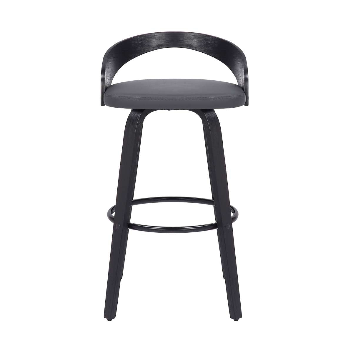 Sonia 26" Counter Height Swivel Grey Faux Leather and Black Wood Bar Stool By Armen Living | Bar Stools | Modishstore - 2