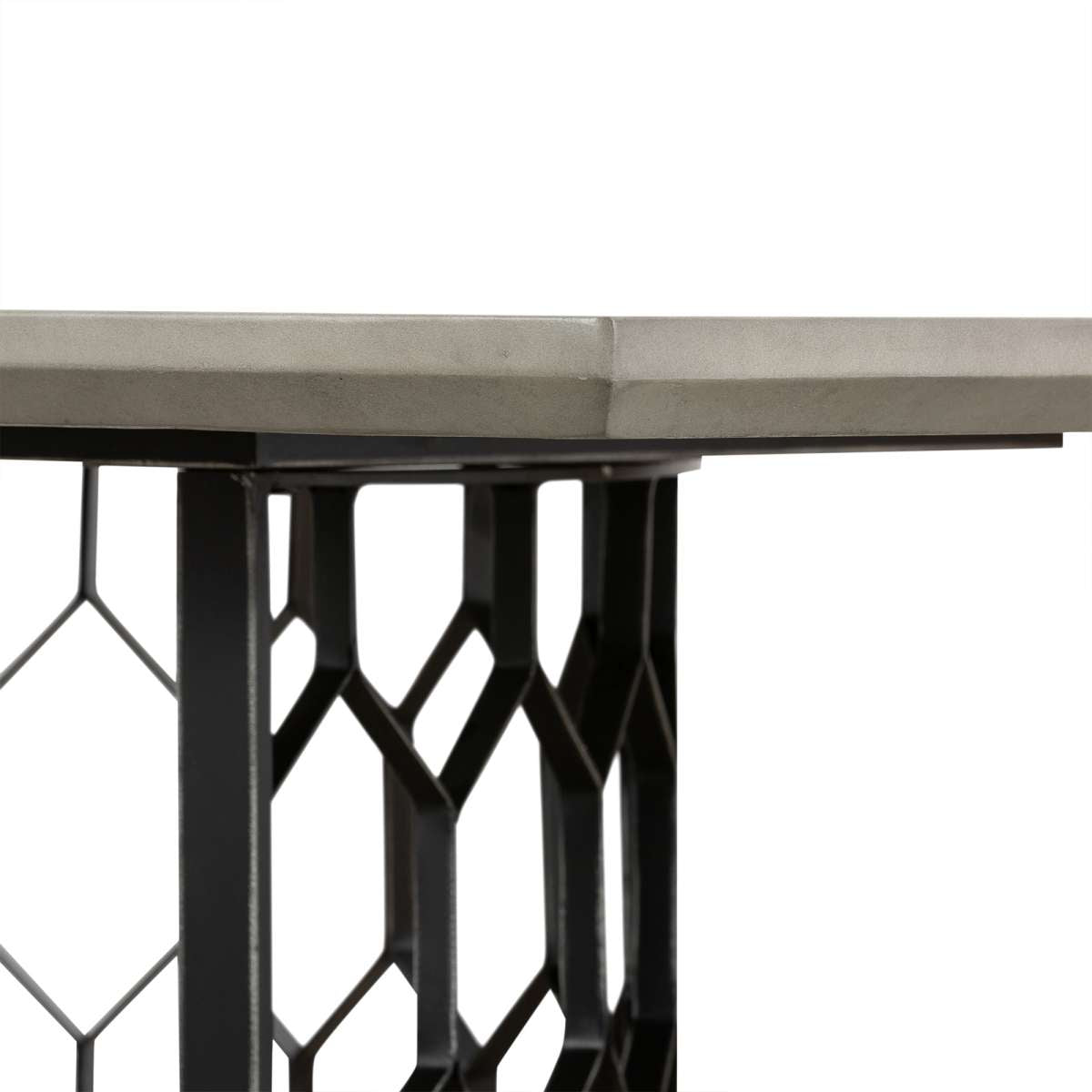 Solange Concrete and Black Metal Rectangular Dining Table By Armen Living | Dining Tables | Modishstore - 5