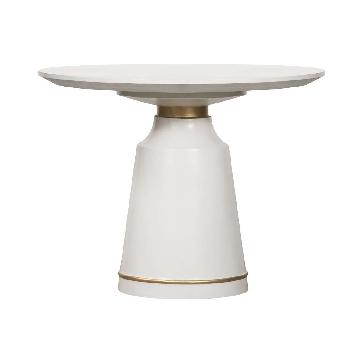 Pinni White Concrete Round Dining Table with Bronze Painted Accent By Armen Living | Dining Tables |  Modishstore  - 2