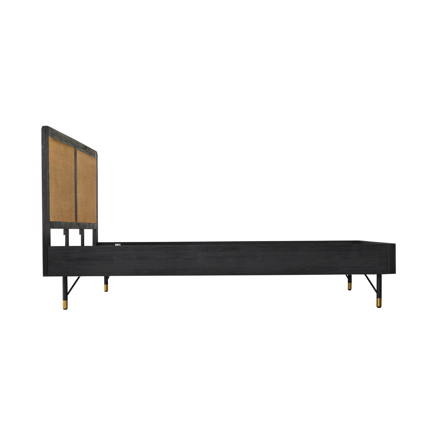 Saratoga King Platform Frame Bed in Black Acacia with Rattan Headboard By Armen Living | Beds | Modishstore - 5