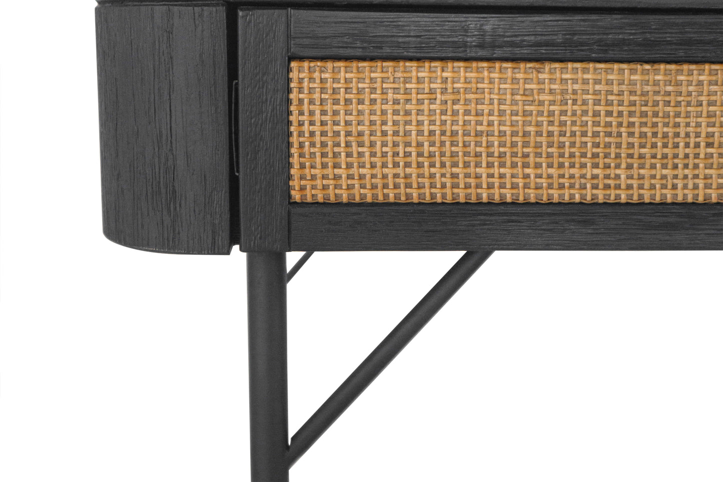 Saratoga 2 Drawer Desk in Black Acacia with Rattan By Armen Living | Desks | Modishstore - 6