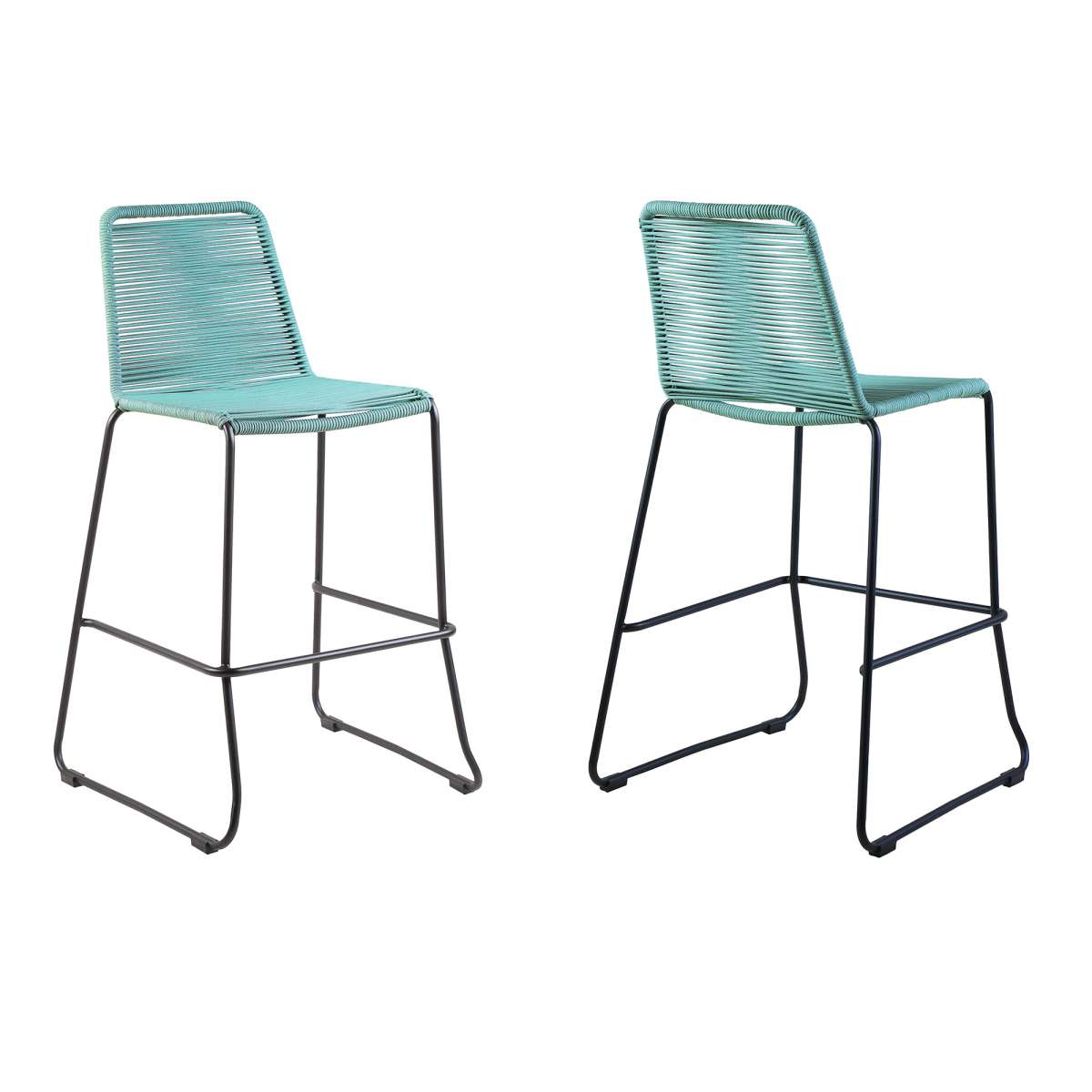 Shasta 26" Outdoor Metal and Wasabi Rope Stackable Counter Stool - Set of 2 By Armen Living | Bar Stools |  Modishstore  - 2