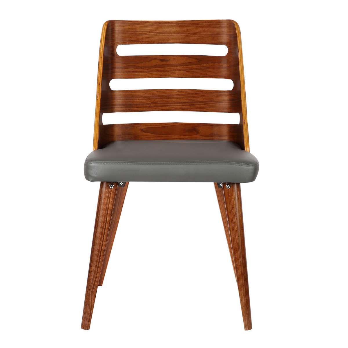 Storm Mid-Century Dining Chair in Walnut Wood and Gray Faux Leather By Armen Living | Dining Chairs | Modishstore - 2