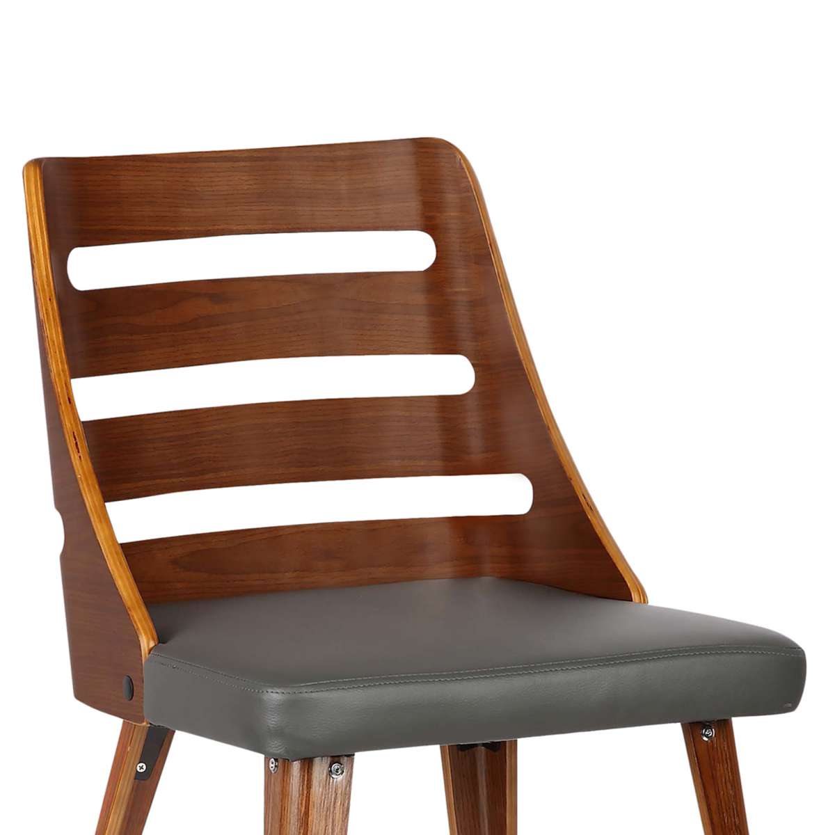 Storm Mid-Century Dining Chair in Walnut Wood and Gray Faux Leather By Armen Living | Dining Chairs | Modishstore - 4