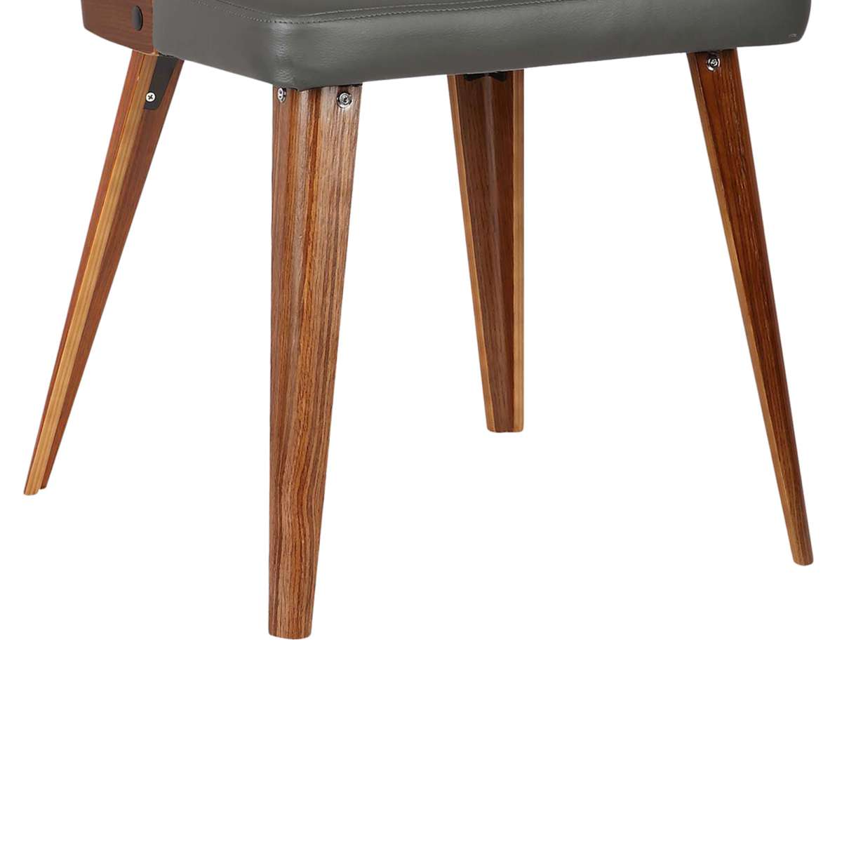 Storm Mid-Century Dining Chair in Walnut Wood and Gray Faux Leather By Armen Living | Dining Chairs | Modishstore - 6