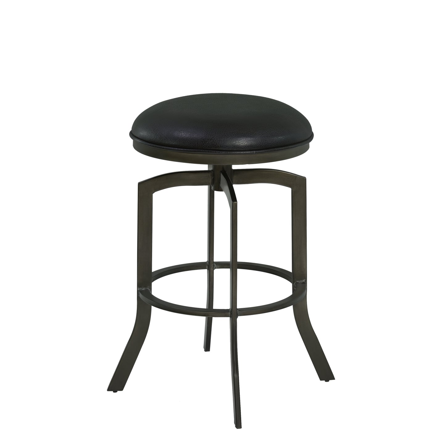 Studio 30" Bar Height Metal Swivel Barstool in Ford Black Faux Leather and Mineral Finish By Armen Living | Bar Stools | Modishstore - 2