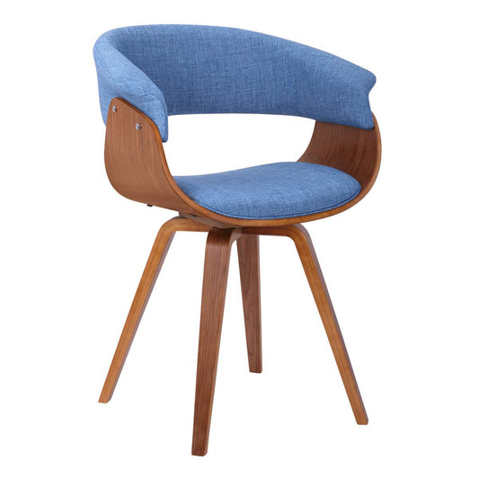 Summer Mid-Century Chair in Blue Fabric with Walnut Wood Finish By Armen Living | Dining Chairs | Modishstore