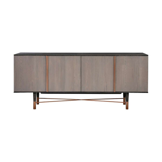 Turin Rustic Oak Wood Sideboard Cabinet with Copper Accent By Armen Living | Cabinets | Modishstore