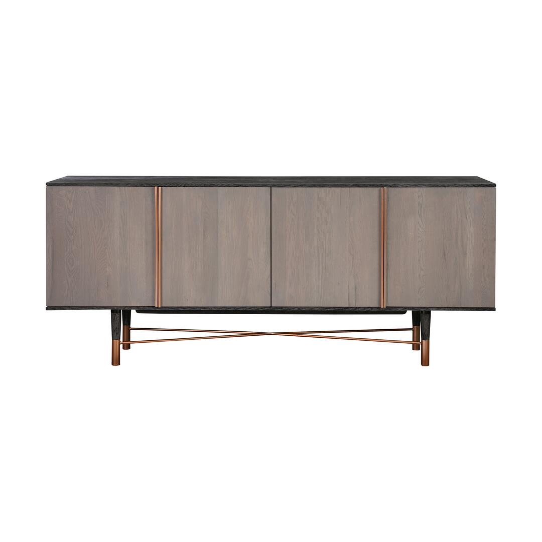 Turin Rustic Oak Wood Sideboard Cabinet with Copper Accent By Armen Living | Cabinets | Modishstore - 6