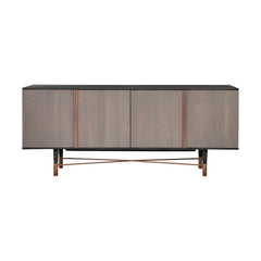 Turin Rustic Oak Wood Sideboard Cabinet with Copper Accent By Armen Living