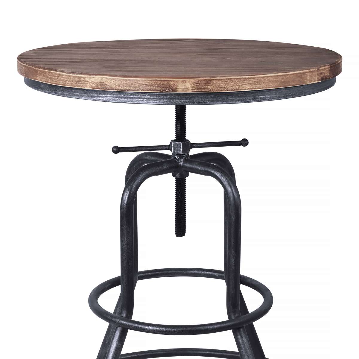 Titan Industrial Adjustable Pub Table in Industrial Gray and Pine Wood Top By Armen Living | Bar Tables | Modishstore - 4