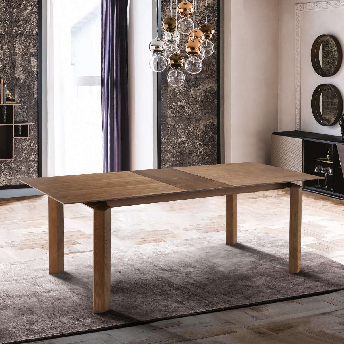 Treviso Mid-Century Extension Dining Table in Walnut Finish and Top By Armen Living | Dining Tables | Modishstore