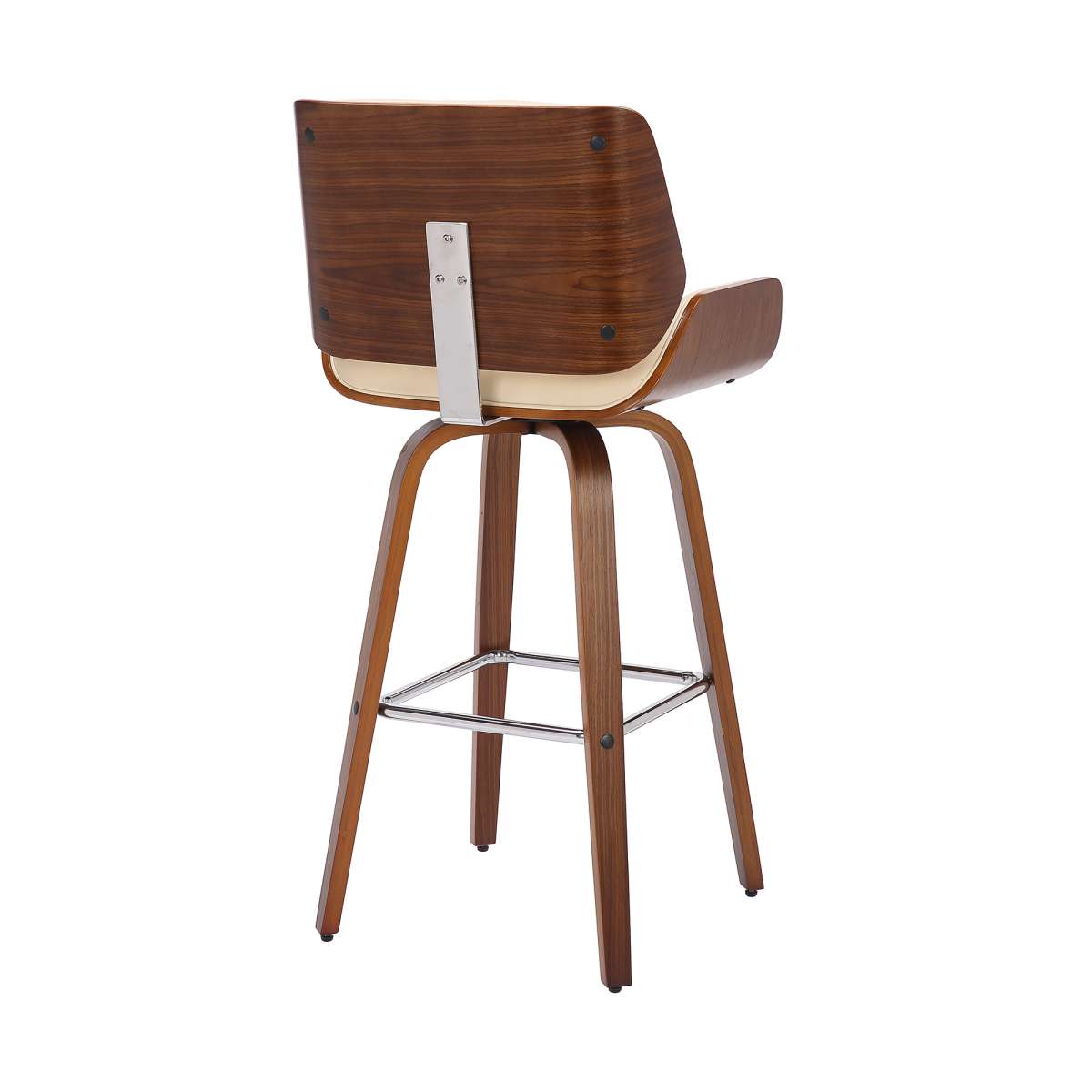 Tyler 30" Bar Height Swivel Cream Faux Leather and Walnut Wood Bar Stool By Armen Living | Bar Stools | Modishstore - 3