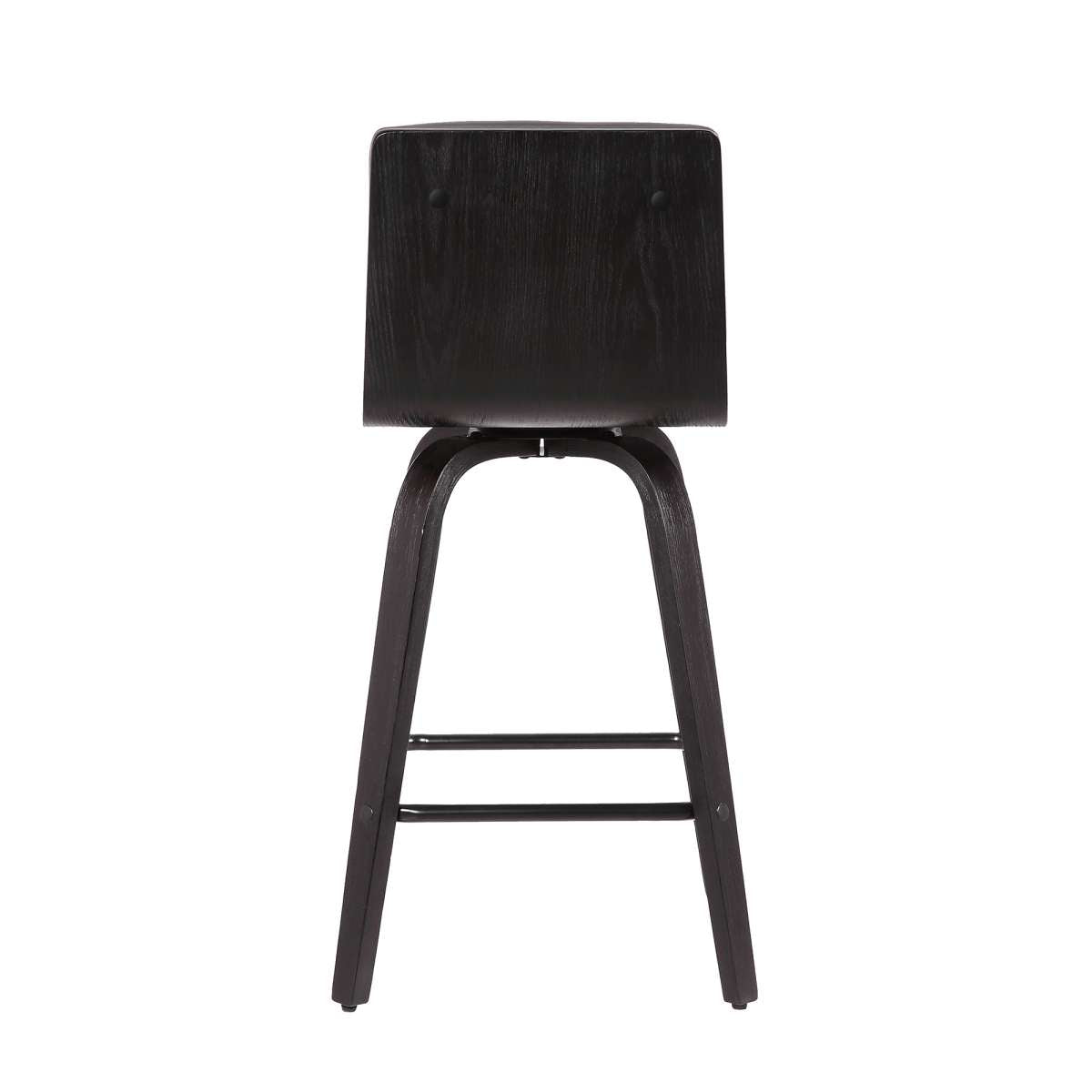 Vienna 26" Counter Height Swivel Grey Faux Leather and Black Wood Bar Stool By Armen Living | Bar Stools | Modishstore - 3