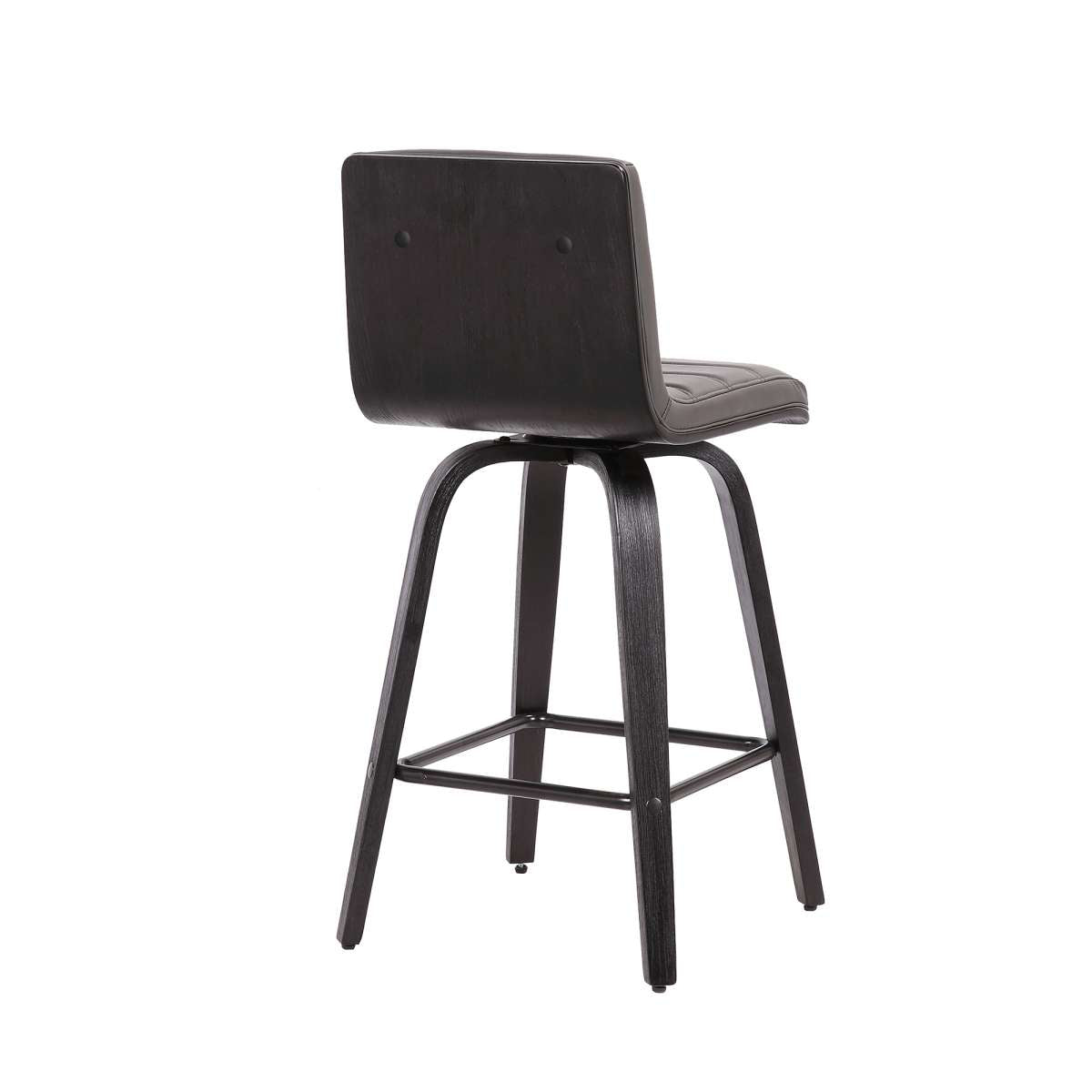 Vienna 26" Counter Height Swivel Grey Faux Leather and Black Wood Bar Stool By Armen Living | Bar Stools | Modishstore - 4