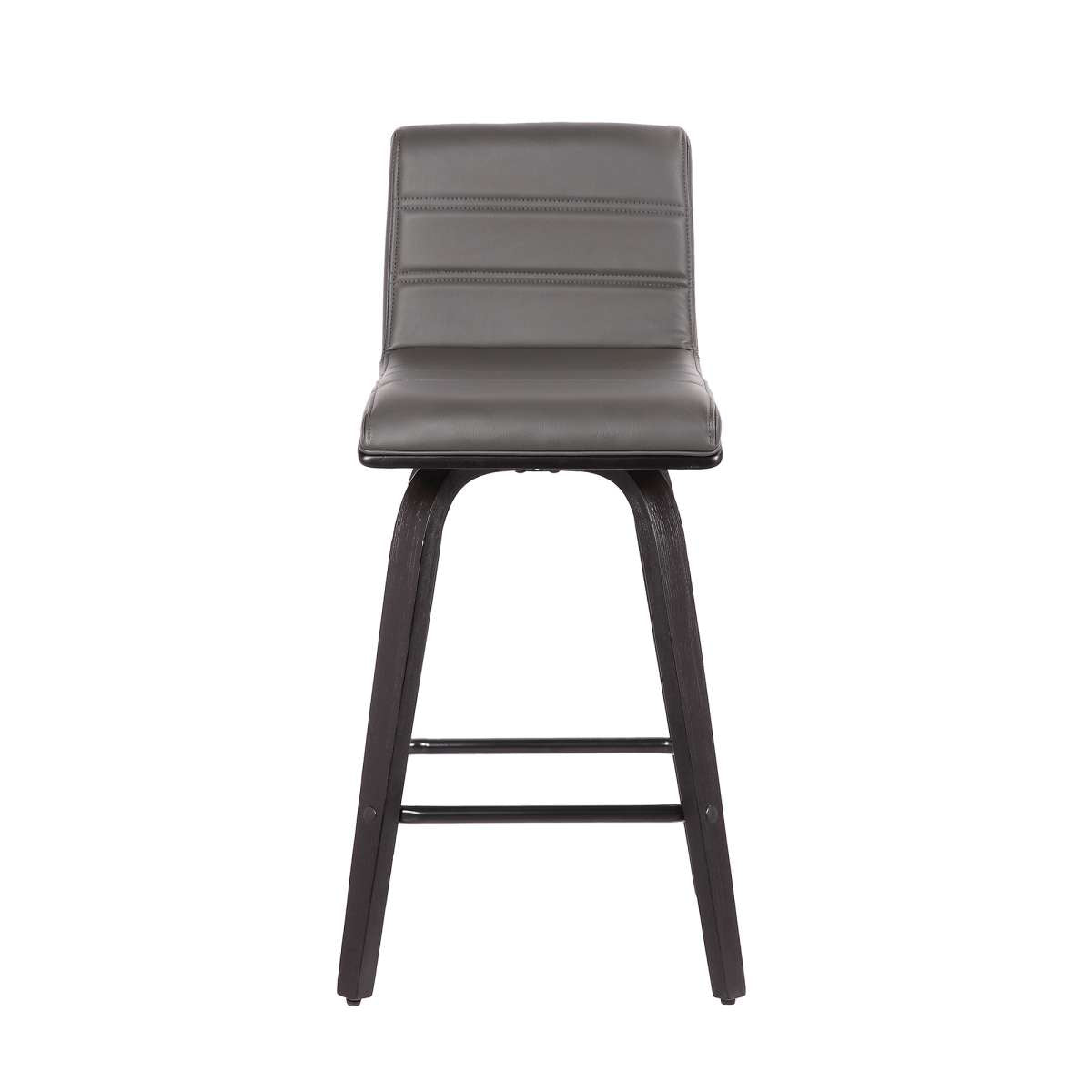 Vienna 26" Counter Height Swivel Grey Faux Leather and Black Wood Bar Stool By Armen Living | Bar Stools | Modishstore - 5