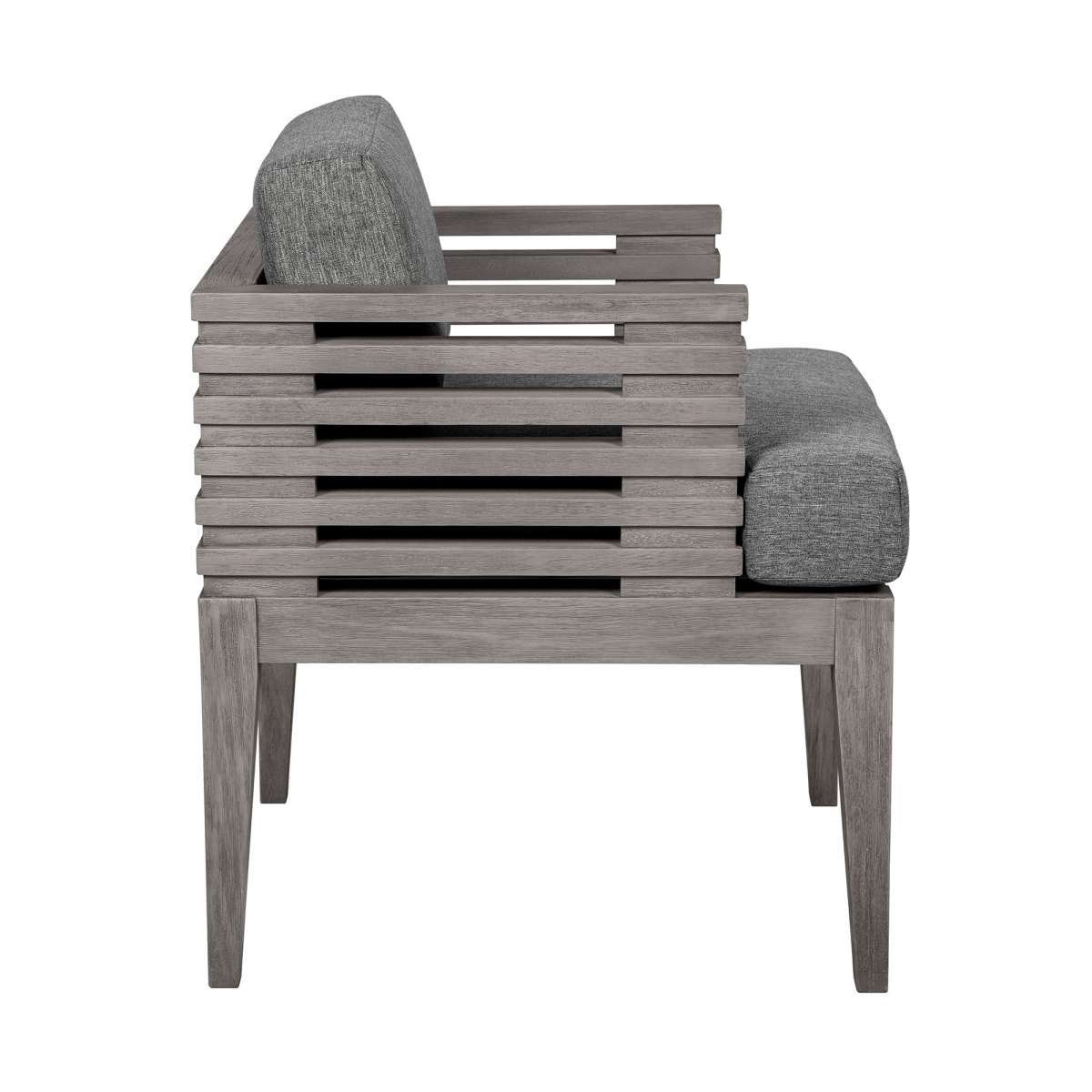 Vivid Outdoor Patio Dining Chair in Gray Eucalyptus Wood with Gray Olefin Cushions By Armen Living | Outdoor Chairs | Modishstore - 4