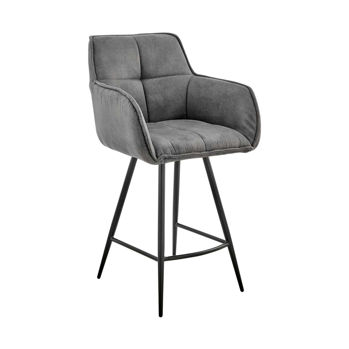 Verona 26" Counter Height Bar Stool in Charcoal Fabric and Black Finish By Armen Living | Bar Stools | Modishstore - 2