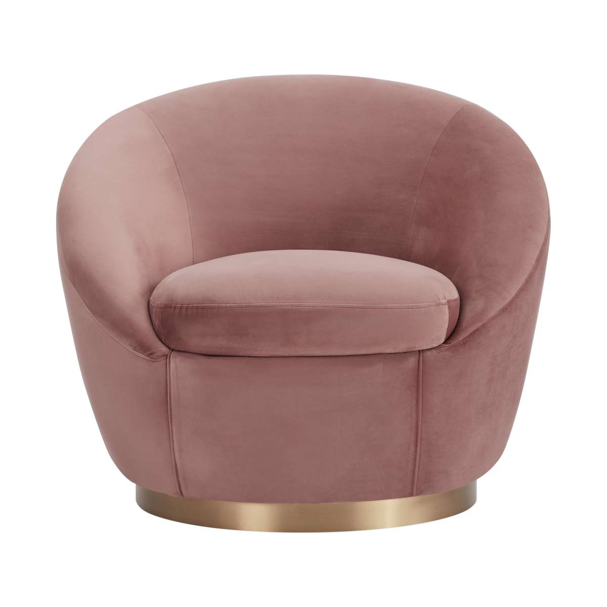 Yves Blush Velvet Swivel Accent Chair with Gold Base By Armen Living | Accent Chairs |  Modishstore  - 3