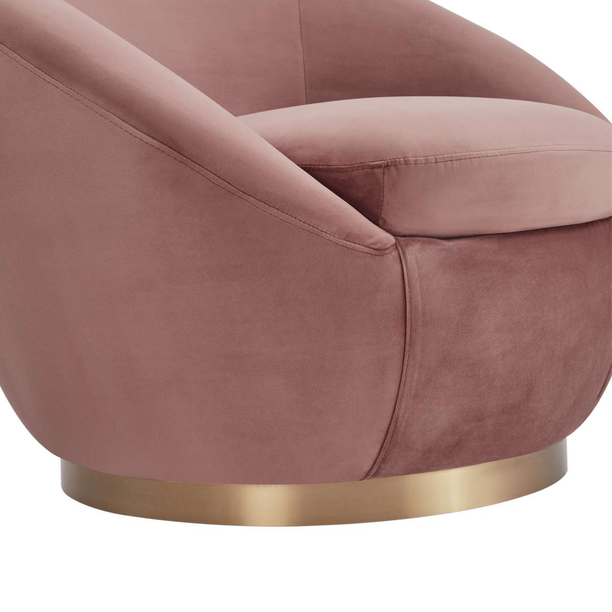 Yves Blush Velvet Swivel Accent Chair with Gold Base By Armen Living | Accent Chairs |  Modishstore  - 7