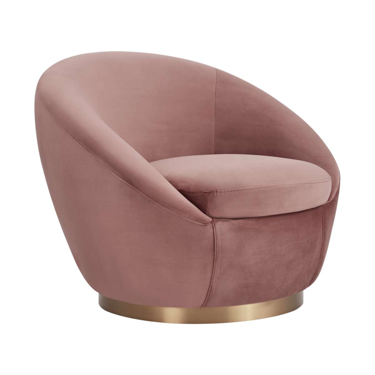 Yves Blush Velvet Swivel Accent Chair with Gold Base By Armen Living | Accent Chairs |  Modishstore  - 2