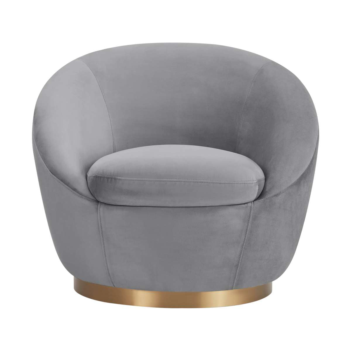 Yves Gray Velvet Swivel Accent Chair with Gold Base By Armen Living | Accent Chairs |  Modishstore  - 3