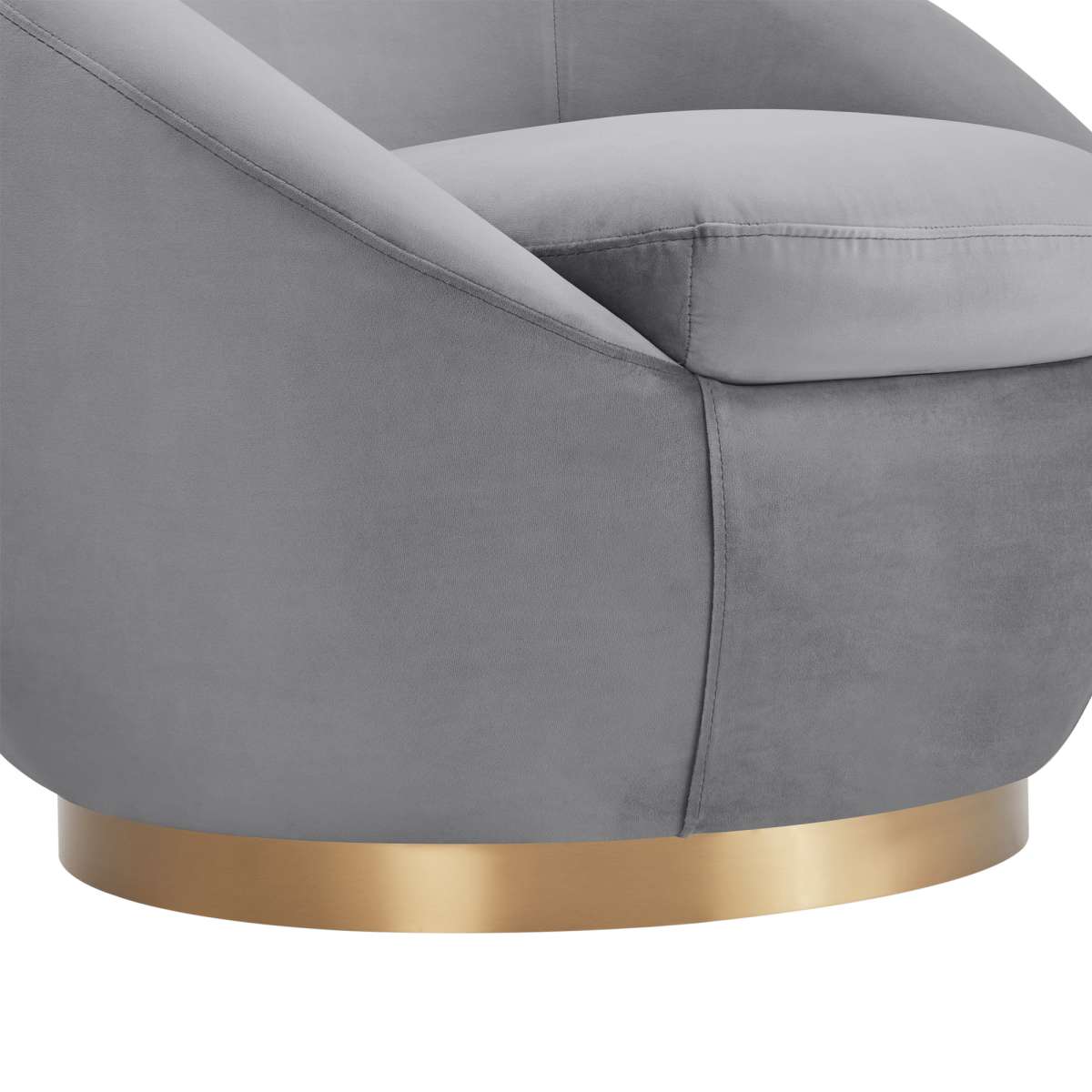 Yves Gray Velvet Swivel Accent Chair with Gold Base By Armen Living | Accent Chairs |  Modishstore  - 7