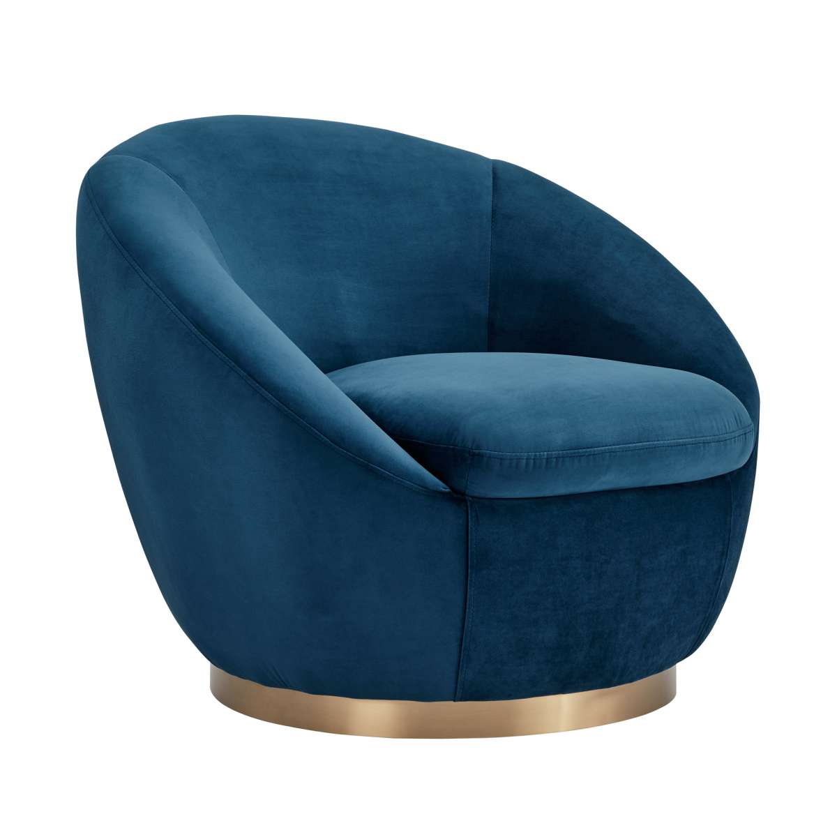 Yves Navy Velvet Swivel Accent Chair with Gold Base By Armen Living | Accent Chairs |  Modishstore  - 2