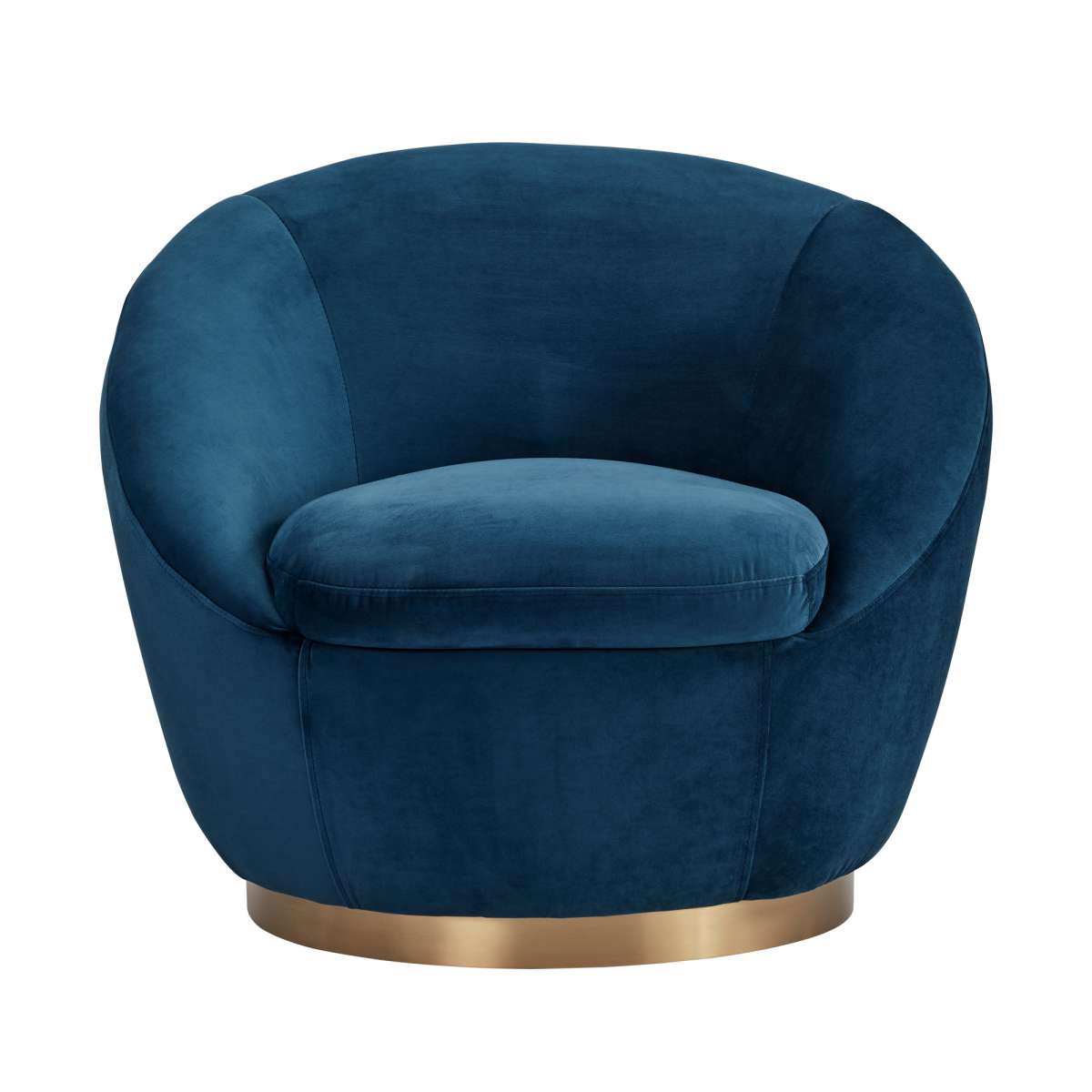 Yves Navy Velvet Swivel Accent Chair with Gold Base By Armen Living | Accent Chairs |  Modishstore  - 6