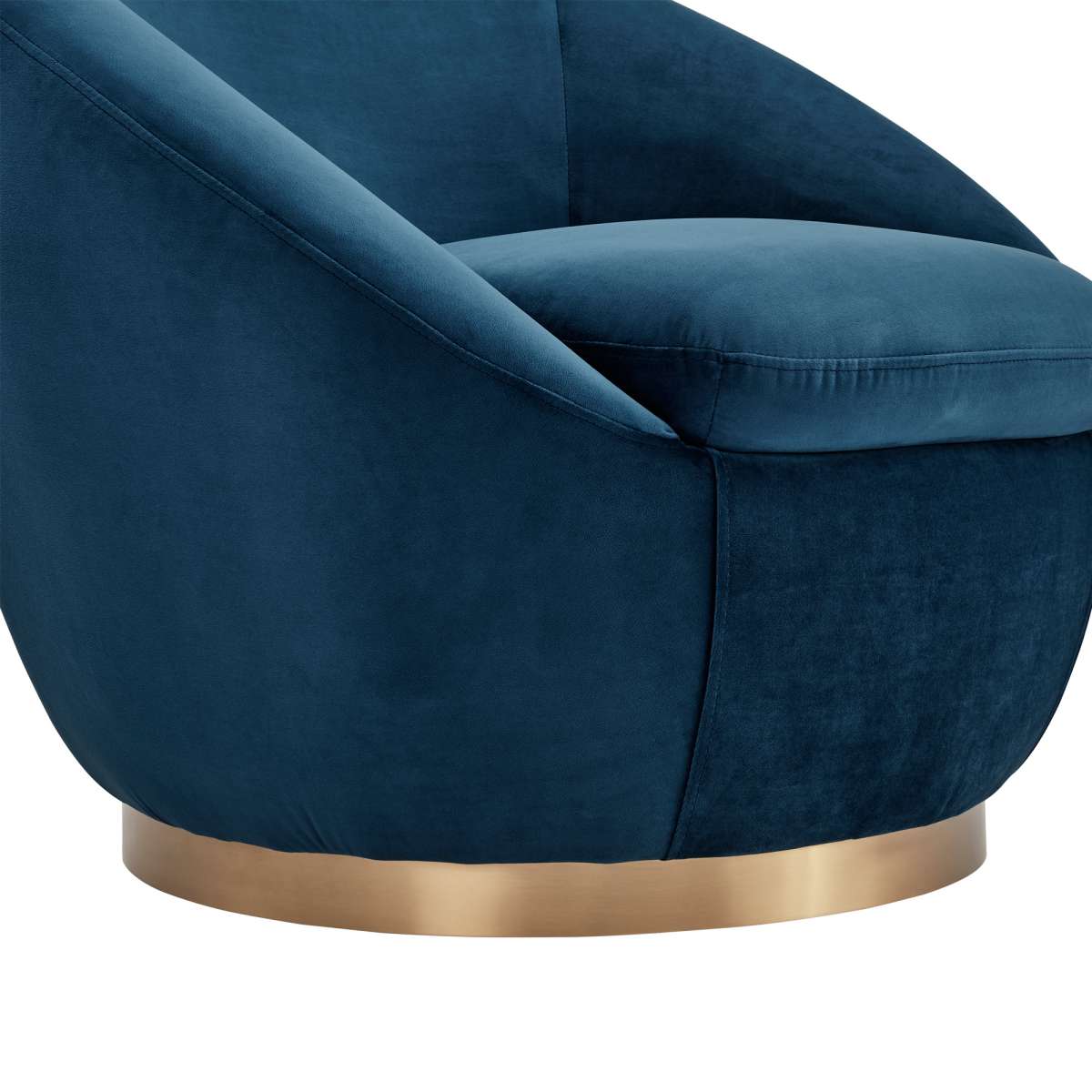 Yves Navy Velvet Swivel Accent Chair with Gold Base By Armen Living | Accent Chairs |  Modishstore  - 4