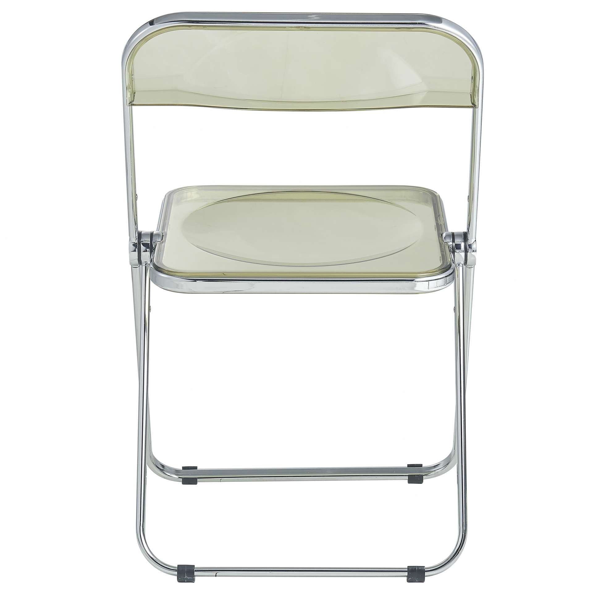 LeisureMod Lawrence Acrylic Folding Chair With Metal Frame Set of