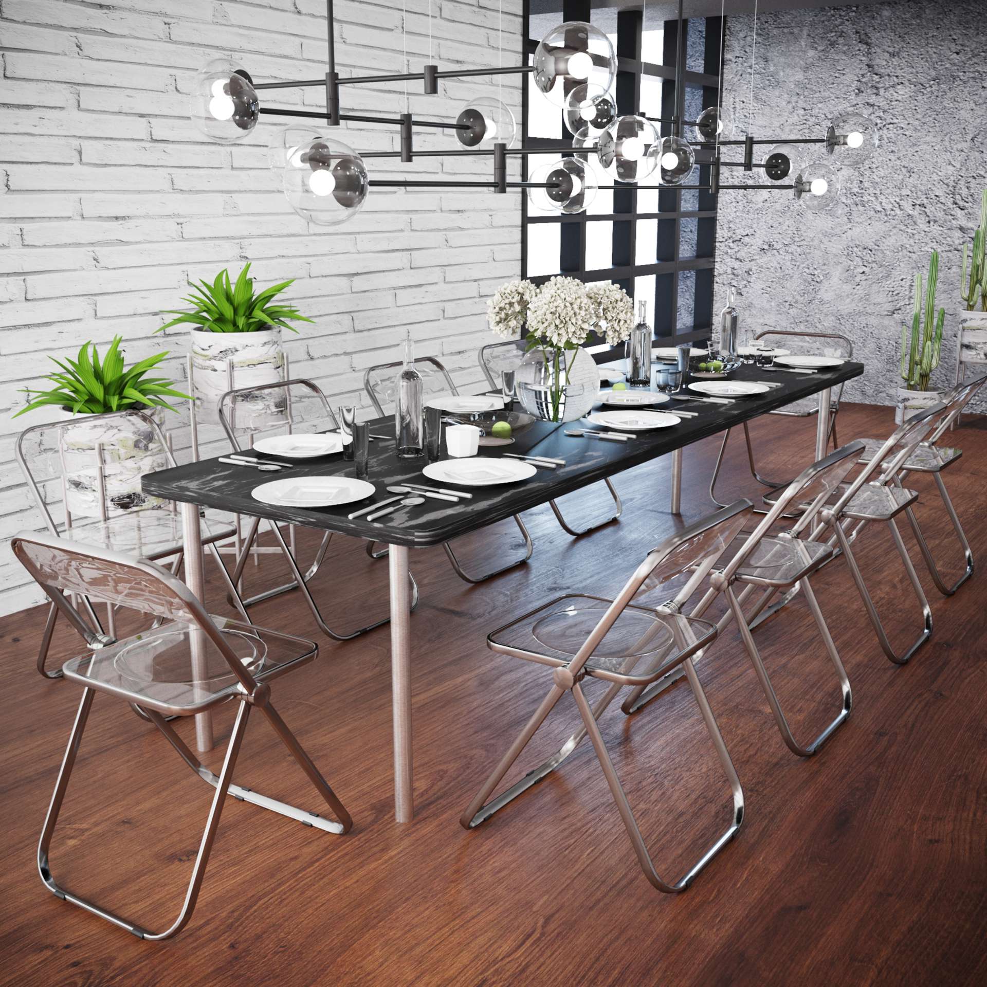 Acrylic and discount chrome dining chairs