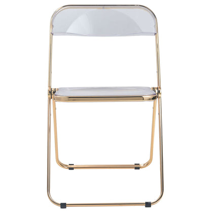 LeisureMod Lawrence Acrylic Folding Chair With Gold Metal Frame, Set of 4 | Dining Chairs | Modishstore - 2