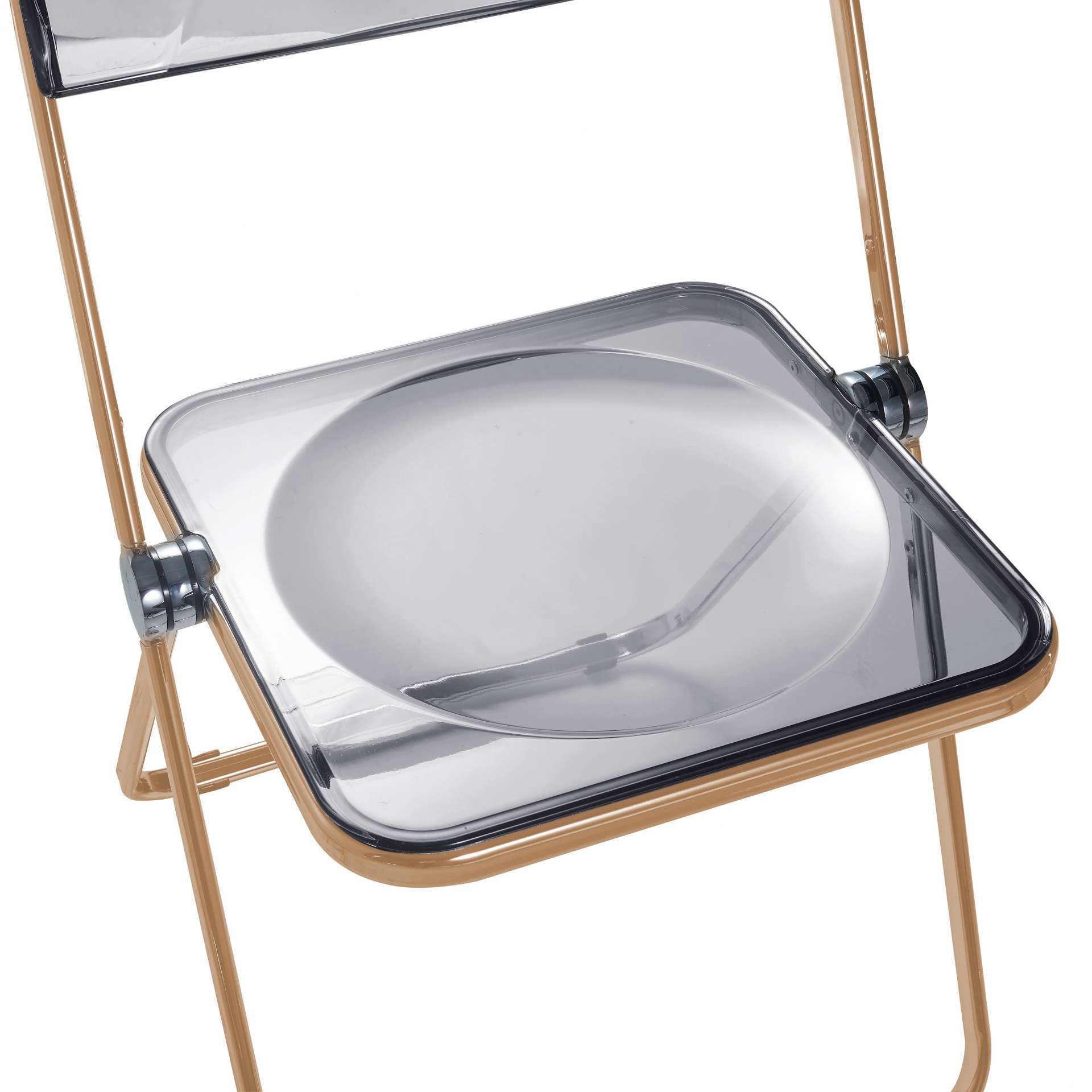 LeisureMod Lawrence Acrylic Folding Chair With Gold Metal Frame, Set of 4 | Dining Chairs | Modishstore - 9