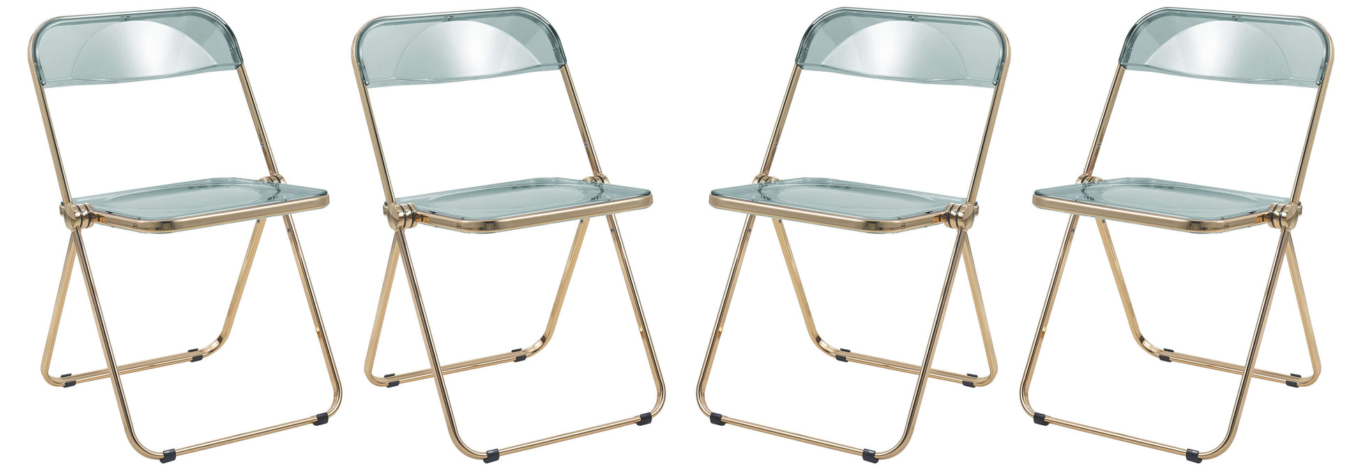 LeisureMod Lawrence Acrylic Folding Chair With Gold Metal Frame, Set of 4 | Dining Chairs | Modishstore - 22