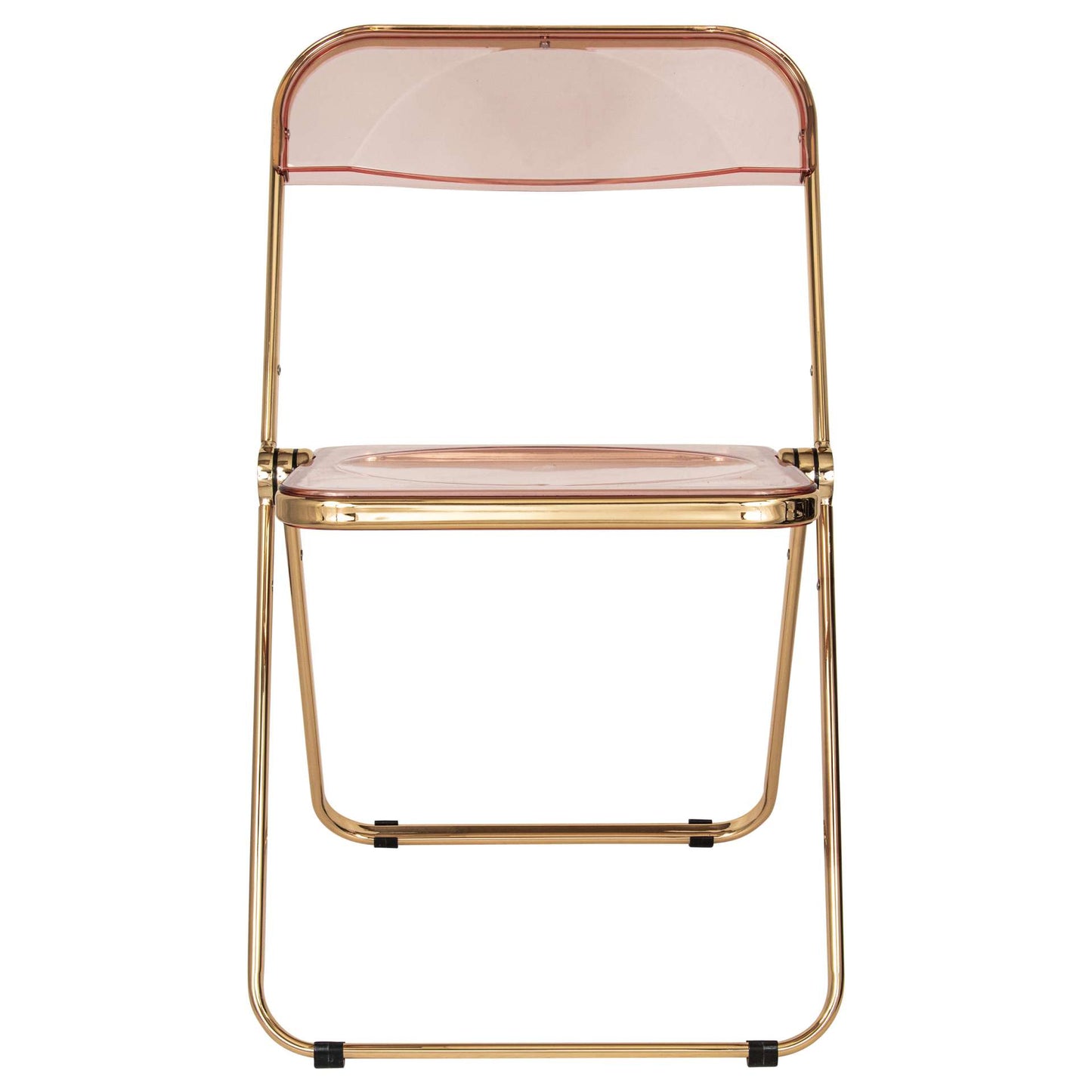 LeisureMod Lawrence Acrylic Folding Chair With Gold Metal Frame, Set of 4 | Dining Chairs | Modishstore - 41