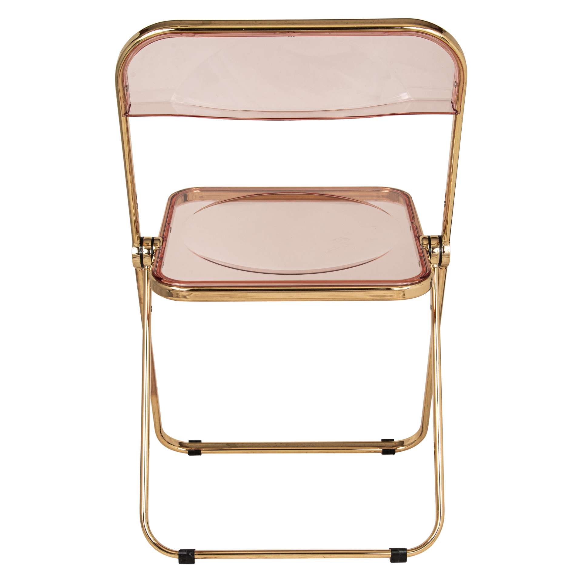 LeisureMod Lawrence Acrylic Folding Chair With Gold Metal Frame, Set of 4 | Dining Chairs | Modishstore - 38