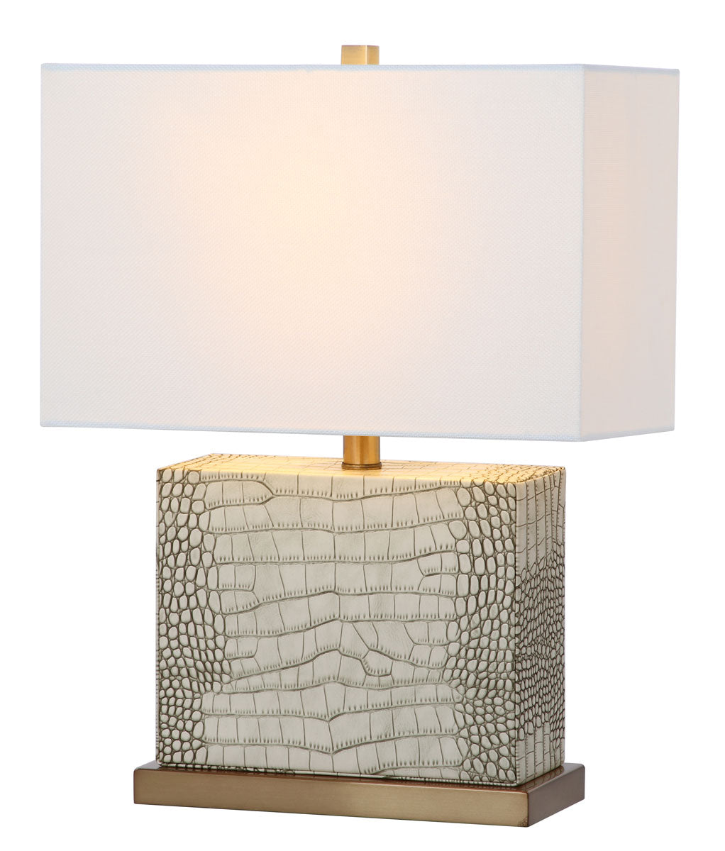 Safavieh Delia 20.5-Inch H Faux Alligator Table Lamp - Cream | Table Lamps | Modishstore - 2