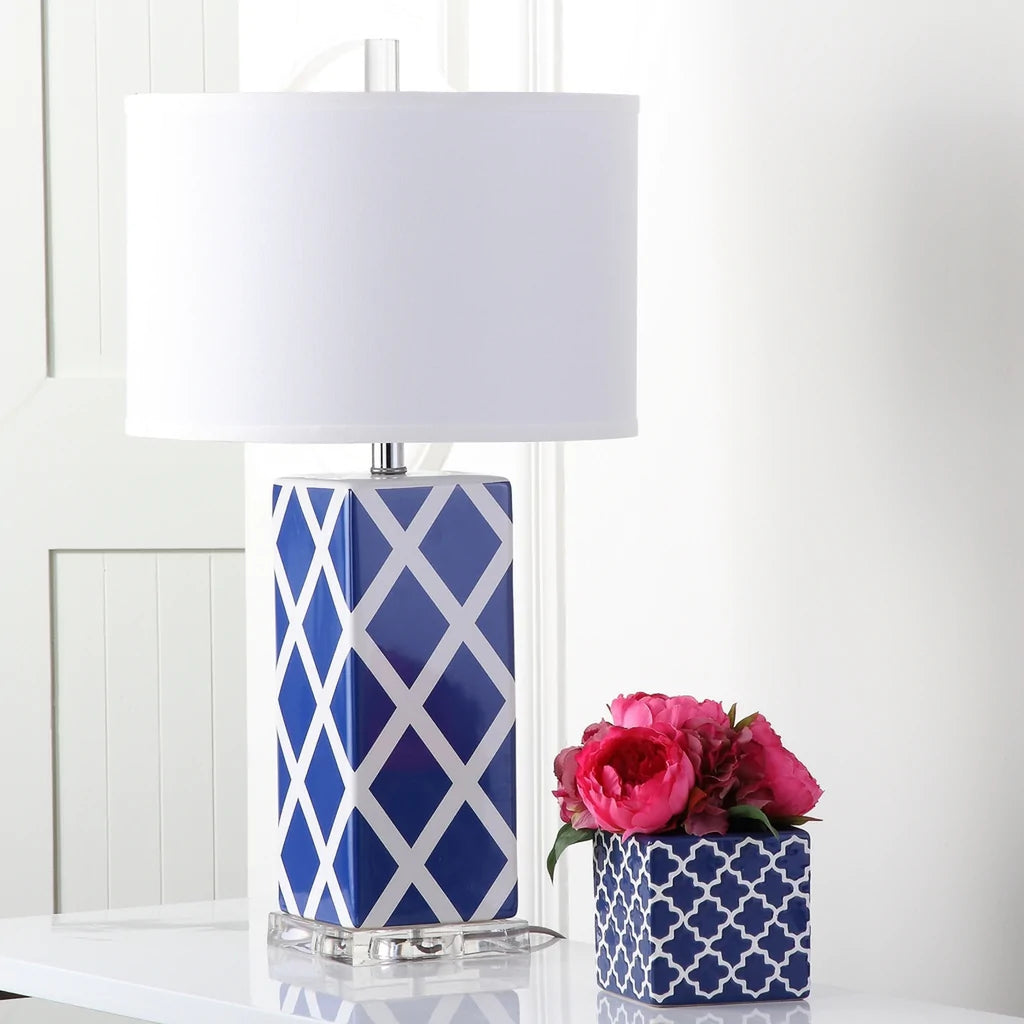 Safavieh Garden 27-Inch H Lattice Table Lamp - Navy | Table Lamps | Modishstore - 3