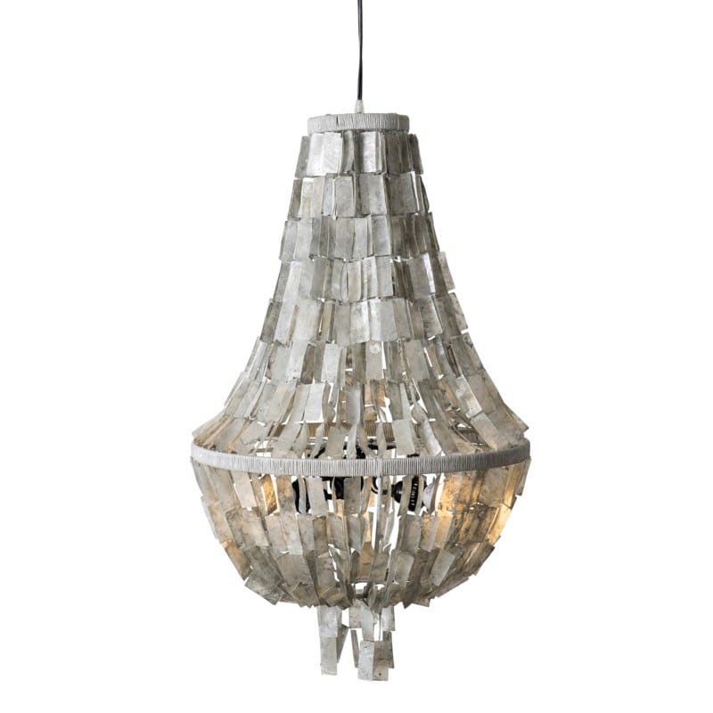 Darcy Teardrop Chandelier Gray Capiz by Jeffan | Chandeliers | Modishstore