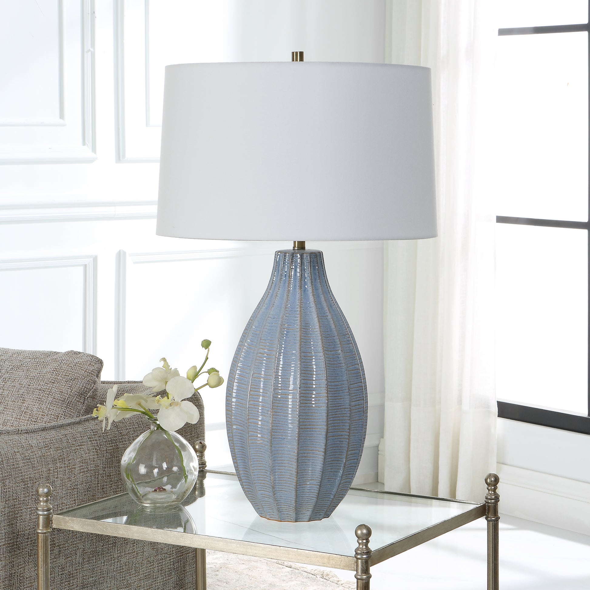 Uttermost Veston Blue Glaze Table Lamp | Table Lamps | Modishstore - 4