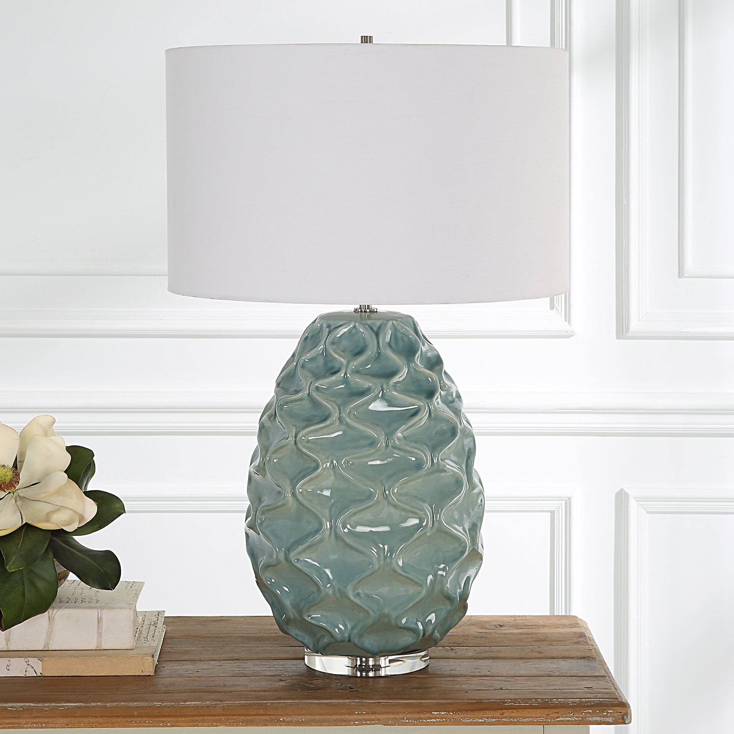 Uttermost Laced Up Sea Foam Glass Table Lamp | Table Lamps | Modishstore - 4