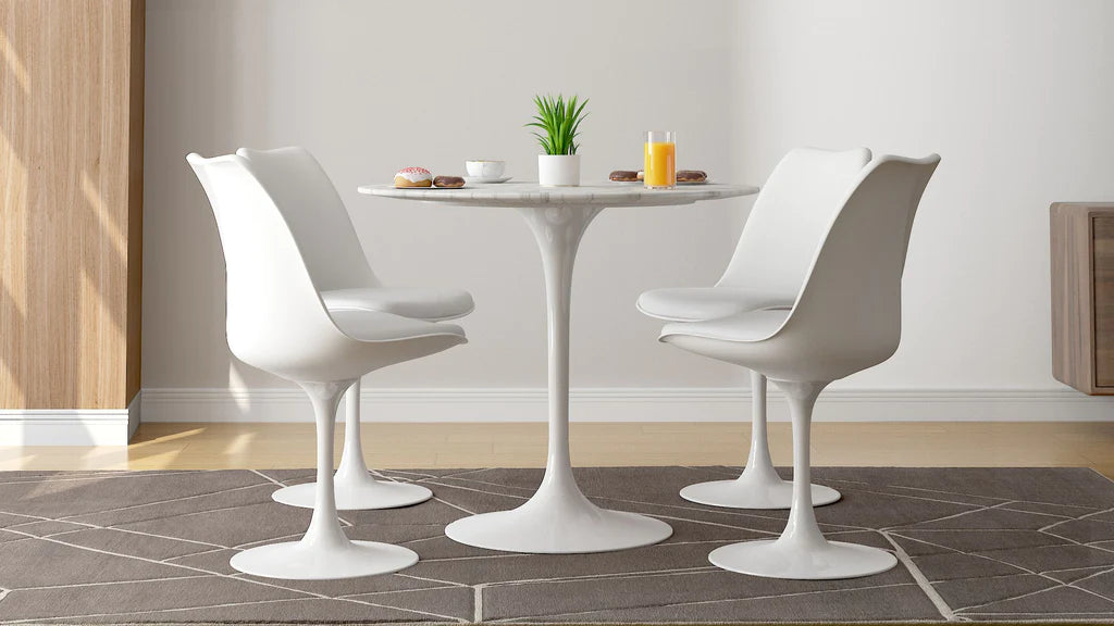 Tulip 32" Marble Dining Table & Chairs Set 5pc By Modholic – Modish Store