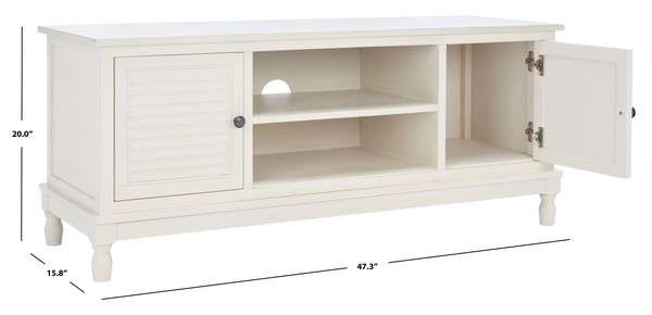 Safavieh Tate 2 Door 1 Shelf Media Stand - Distressed White | TV Stands | Modishstore - 3