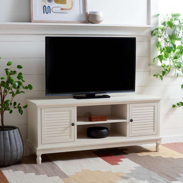 Safavieh Tate 2 Door 1 Shelf Media Stand - Distressed White | TV Stands | Modishstore - 4