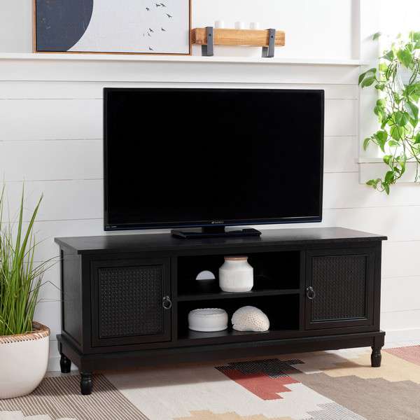 Safavieh Haines 2Dr 1 Shelf Media Stand - Black | TV Stands | Modishstore