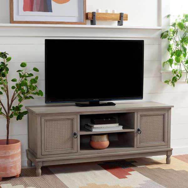 Safavieh Haines 2Dr 1 Shelf Media Stand - Greige | TV Stands | Modishstore